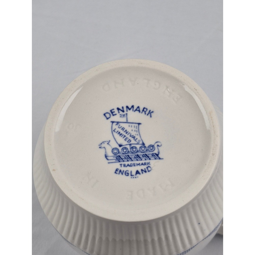 Furnivals Denmark Blue & White Ironstone Creamer Pitcher England Vintage Milk - Picture 6 of 9